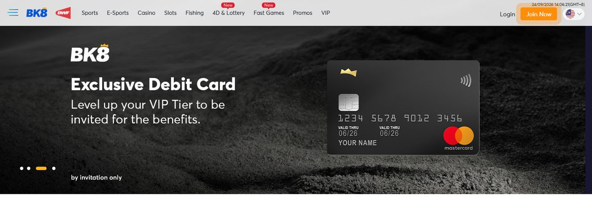 BK8 online casino homepage screenshot