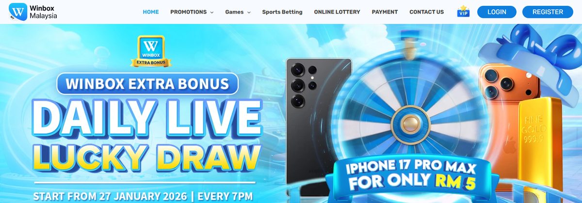Winbox online casino homepage screenshot
